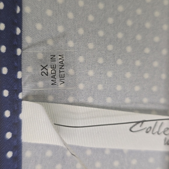 NY Collection Blue Pleated Blouse Relaxed Fit With Jewels @ Neck, Plus 2X, NWT - Picture 3 of 4